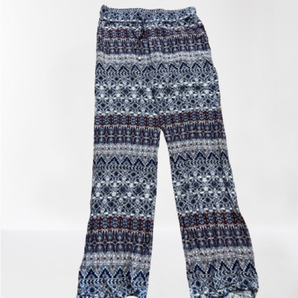 Artisan Ny Blue, Red and White Wide Leg Flowy Pants
